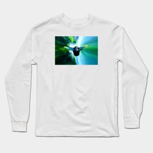 The blue bee facing the green hole of hope / Swiss Artwork Photography Long Sleeve T-Shirt